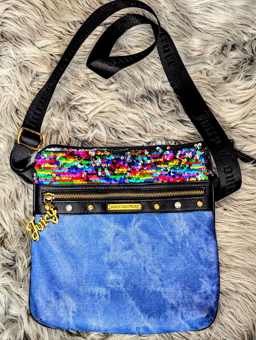 Juicy Couture Blue Sequin Crossbody Bag